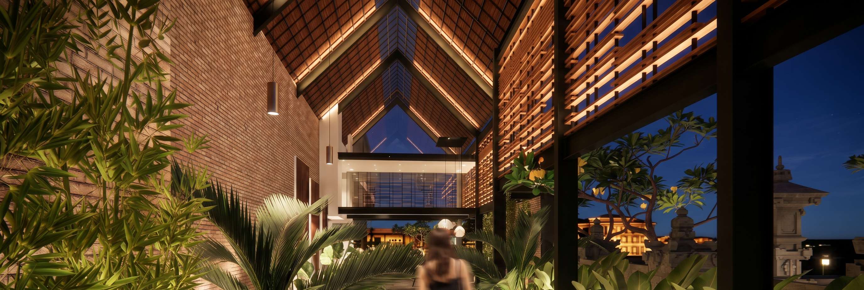 Green Passage Option 1 — lush indoor tropical corridor.