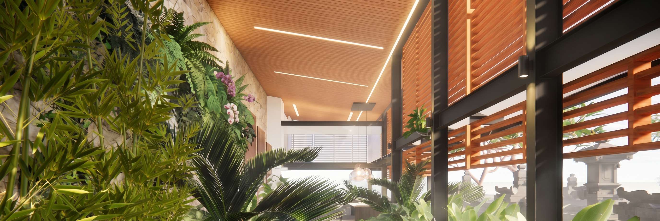 Green Passage Option 2 — semi-outdoor garden passage.