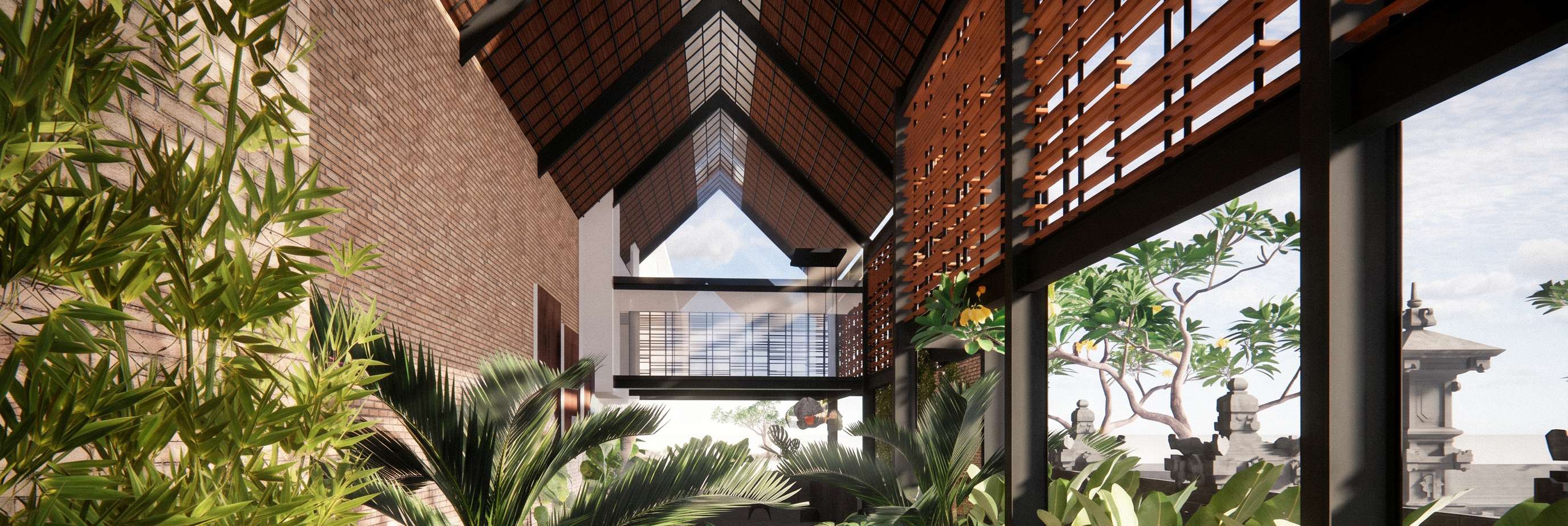 Green Passage — vaulted roof with indoor garden and skylight.